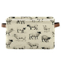 Kigai Cute Sheep Storage Basket with Handles Waterproof Collapsible Storage Bin Canvas Fabric Basket Decorative Box Closet Organ