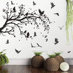 MEFOSS Black Tree Branch Wall Stickers Flying Birds Scenery Wall Decal Art Peel and Stick Vinyl Wall Murals Home D  cor for Livi
