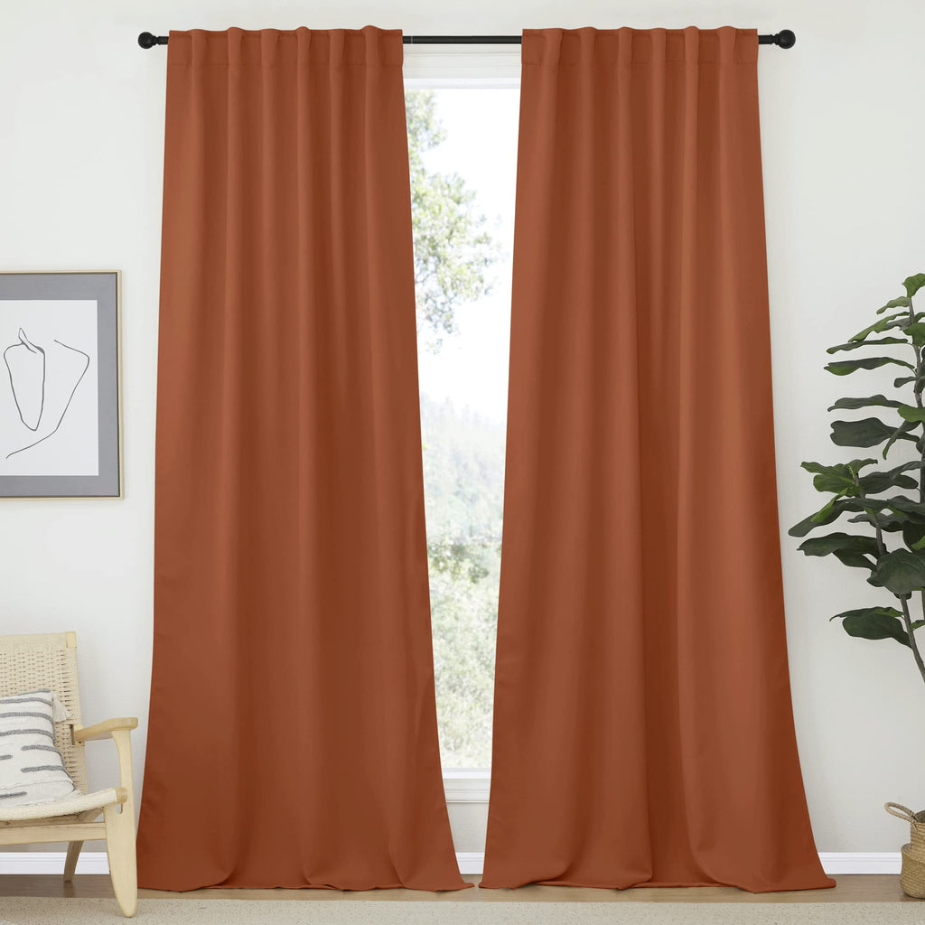 NICETOWN Halloween Blackout Curtains Shades Window Drapes, Burnt Orange Color, W52 x L95, Double Panels, Blackout Draperies Wind