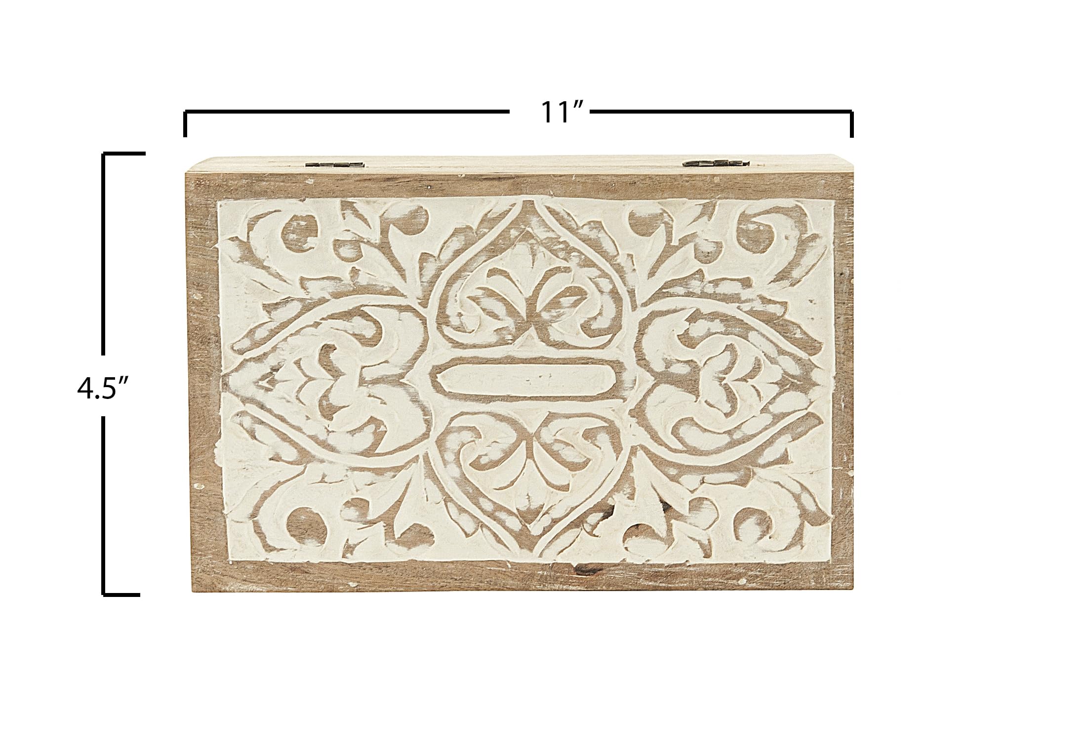 Creative Co-Op Handcarved & Whitewashed Mango Wood Boxes (Set Of 2 Sizes) Misc Non-Food Storage, White, 2 Count