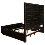 Coaster Home Furnishings Durango Contemporary 4-Piece Bedroom Set Velvet Upholstered Queen Size Panel Bed Frame 80-inch Headboard Smoked Peppercorn 223261Q-S4