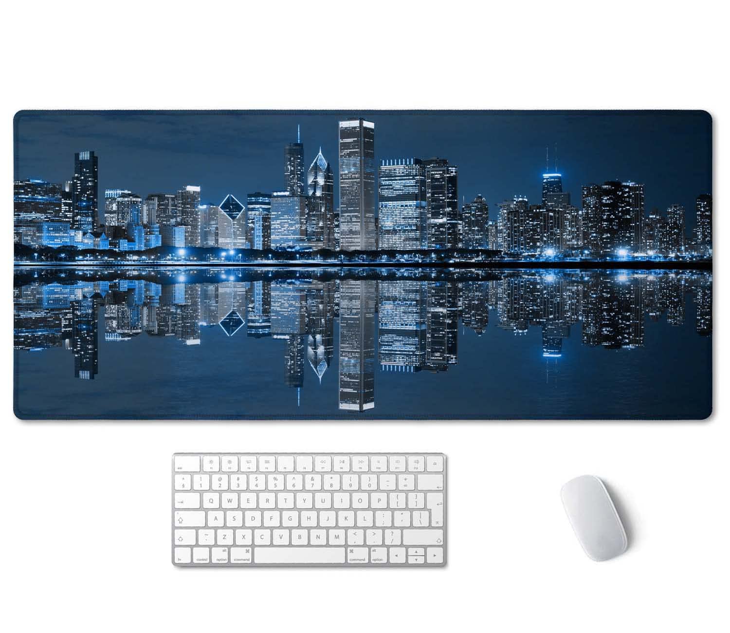 Ssoiu Extended Gaming Mouse Pad (35.5X15.7 In), Large Non-Slip Rubber Base Mousepad With Stitched Edges, Waterproof Keyboard Mou