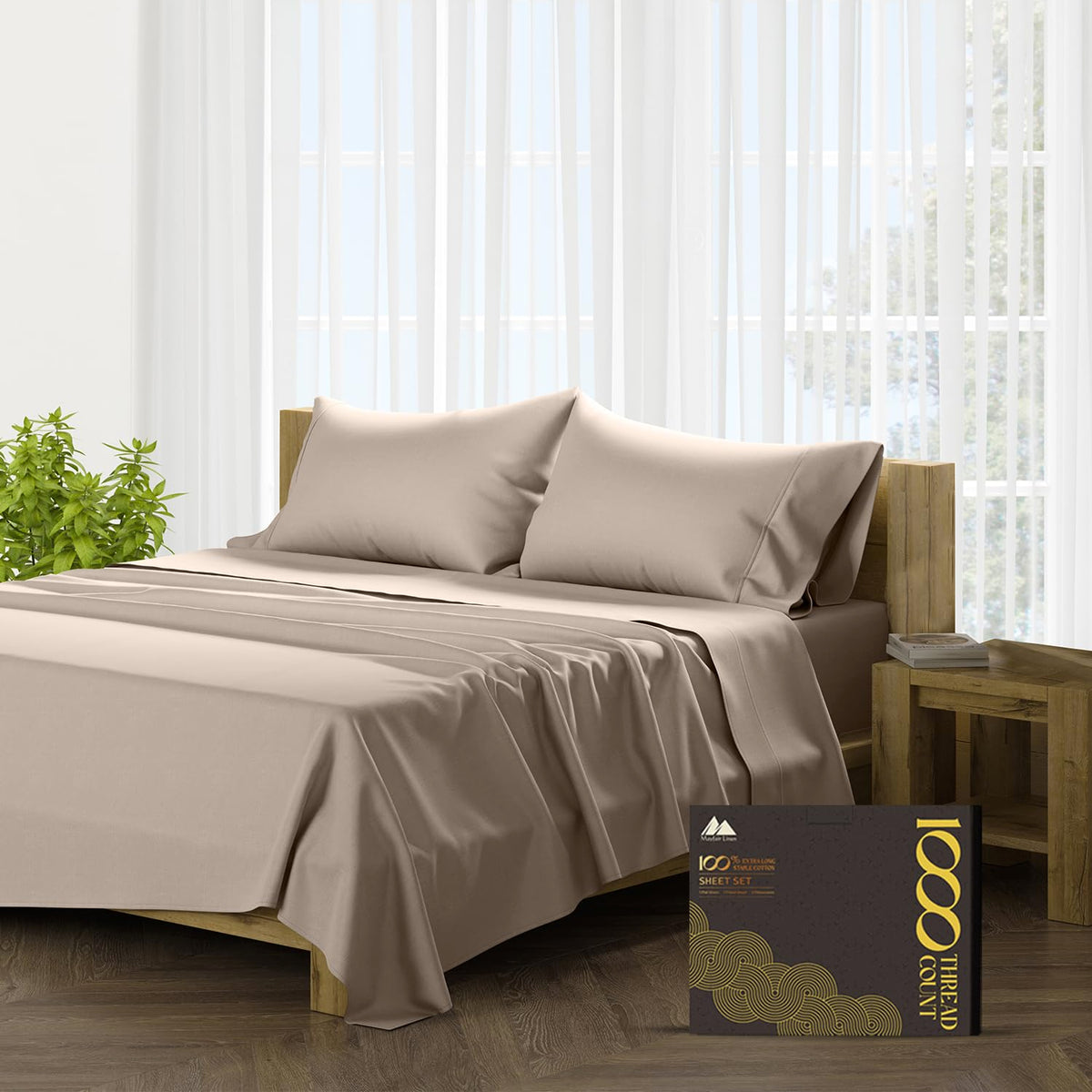 Mayfair Linen 100% Egyptian Cotton Sheets Set Queen - 1000 High Thread Count, Luxury 5-Star Hotel 4 Pc Sateen Bed Sheets Queen S