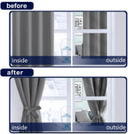 Hiasan Grey Blackout Curtains 84 Inches Long 2 Panels, Thermal Insulated Gray Window Treatment Sewn With Tiebacks, Back Tab & Ro