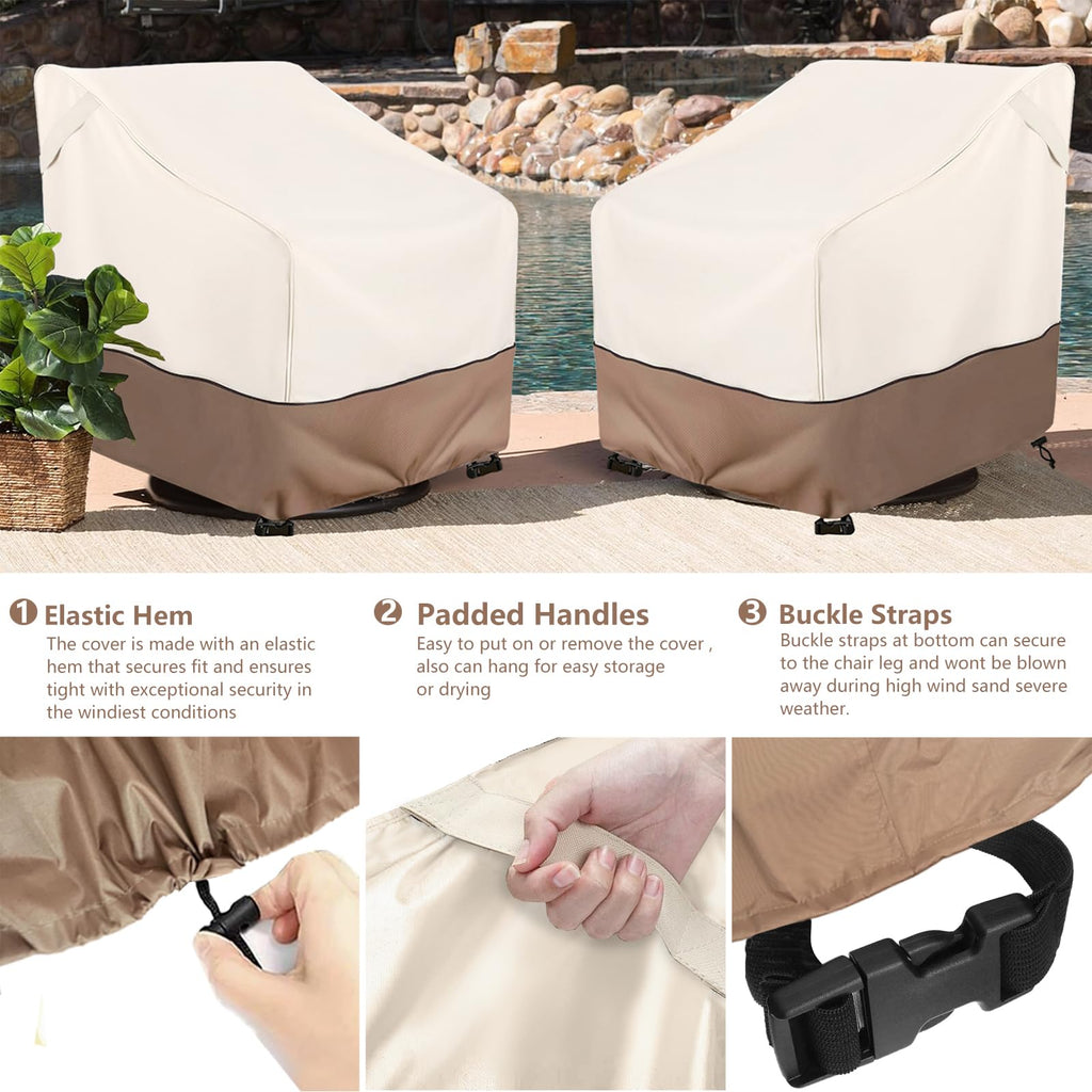 Okcool Outdoor Swivel Chair Cover 2 Pack,Outdoor Furniture Patio Chair Covers Waterproof Clearance,(33'' W X 35'' D X 38.5'' H)