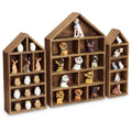 Ikee Design House-Shaped Wooden Shadow Cubby Box Display Shelf Organizer Storage Shadow Box for Mini Figures, Set of 3, Brown Co