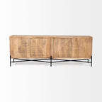 HomeRoots Indian Mango Wood Brown Solid Mango Wood Finish Sideboard with 4 Cabinet Doors