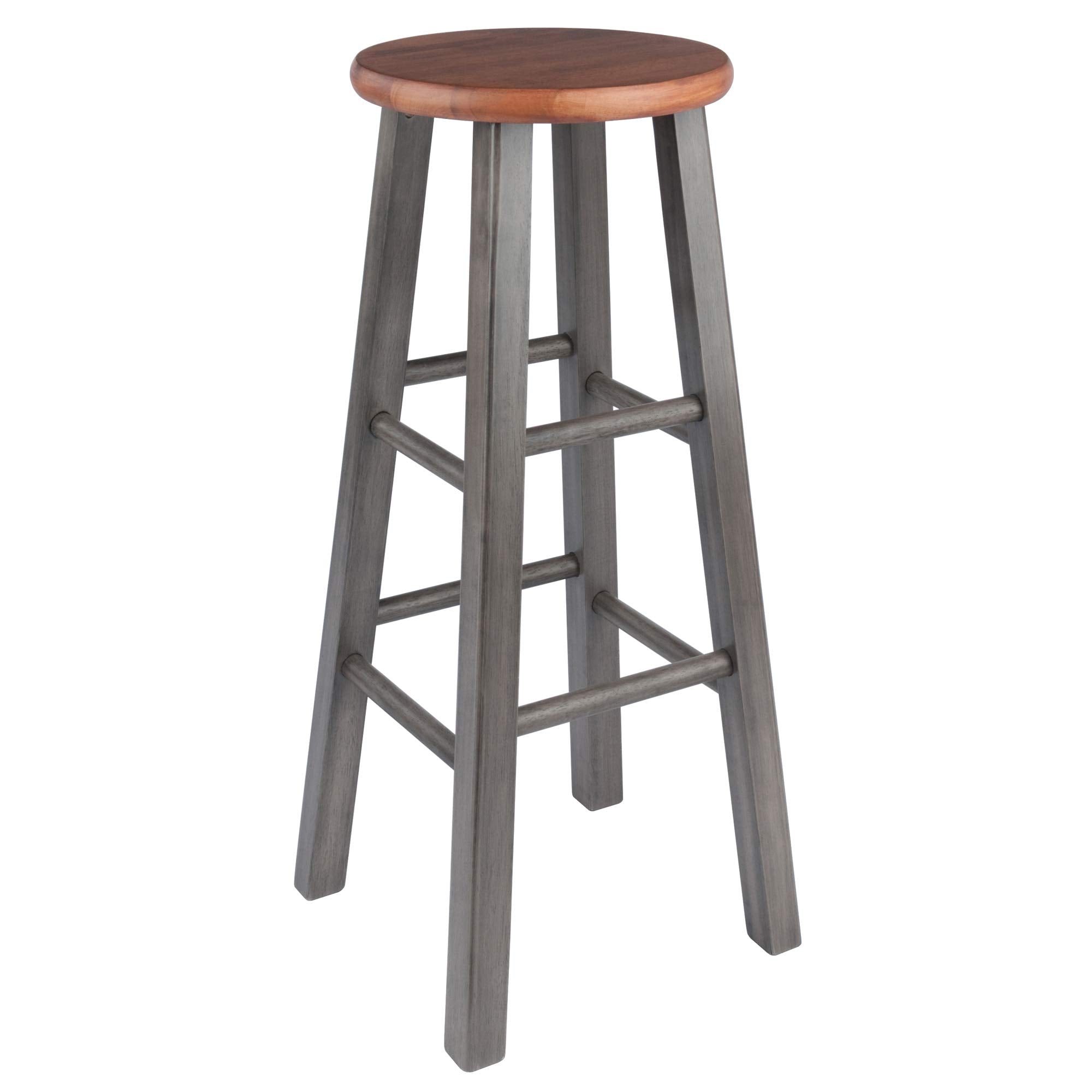 Winsome Wood Ivy Bar Stool, Rustic Gray and Teak, 29