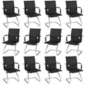 Tangkula Office Guest Chair Set Of 12, Heavy Duty Reception Chairs Conference Room Chairs With Protective Arm Sleeves & Sled Base, Modern Pu Leather Classic Mid Back Guest Chairs No Wheels
