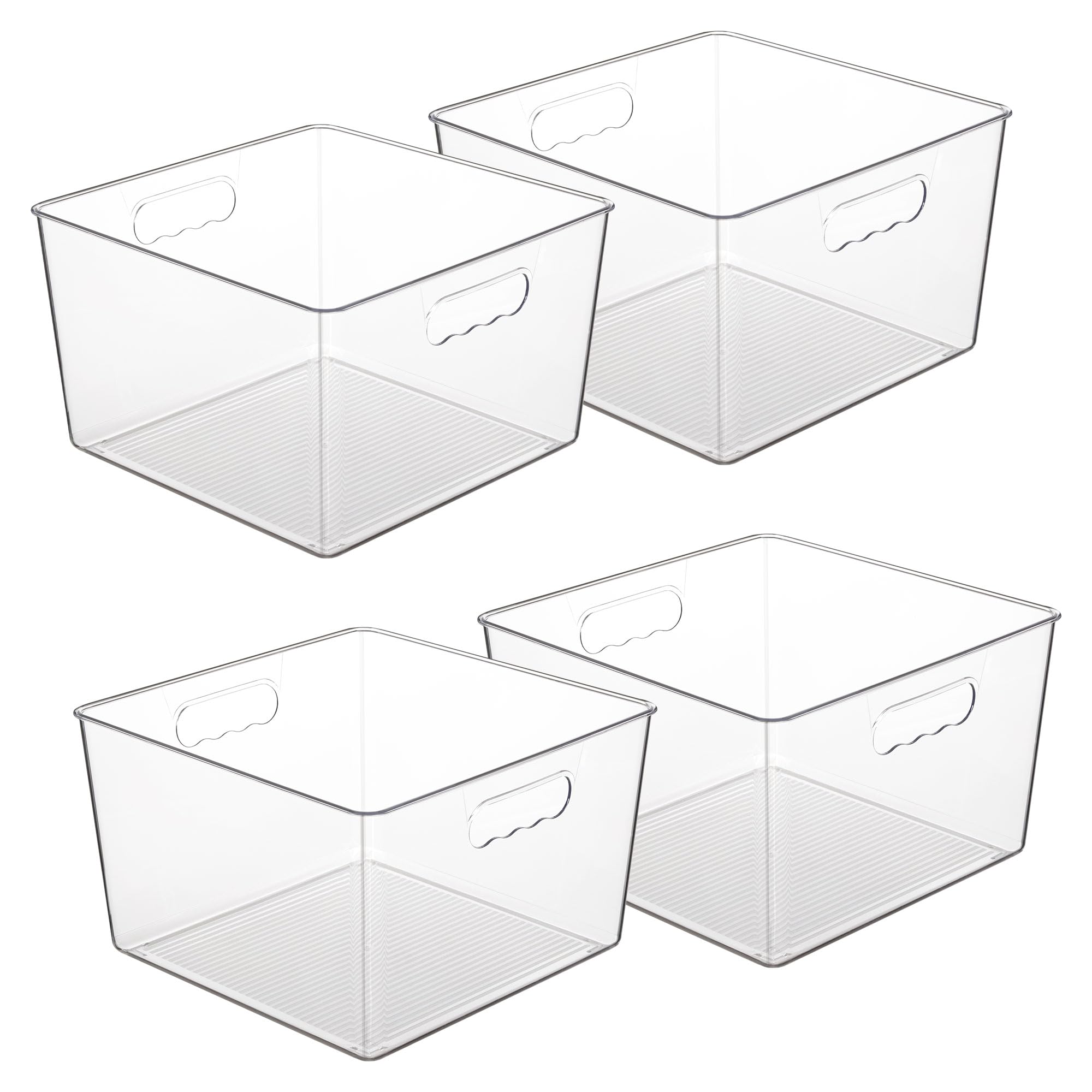 Vtopmart 4 Pack Extra Large Clear Plastic Storage Bins,11X11 Cube Acrylic Organizer Square Containers With Handle For Pantry,Clo