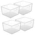 Vtopmart 4 Pack Extra Large Clear Plastic Storage Bins,11X11 Cube Acrylic Organizer Square Containers With Handle For Pantry,Clo