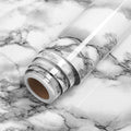 LaCheery White and Gray Marble Contact Paper for Bathroom Countertops Removable Glossy Marble Paper Granite Gray/White Wallpaper