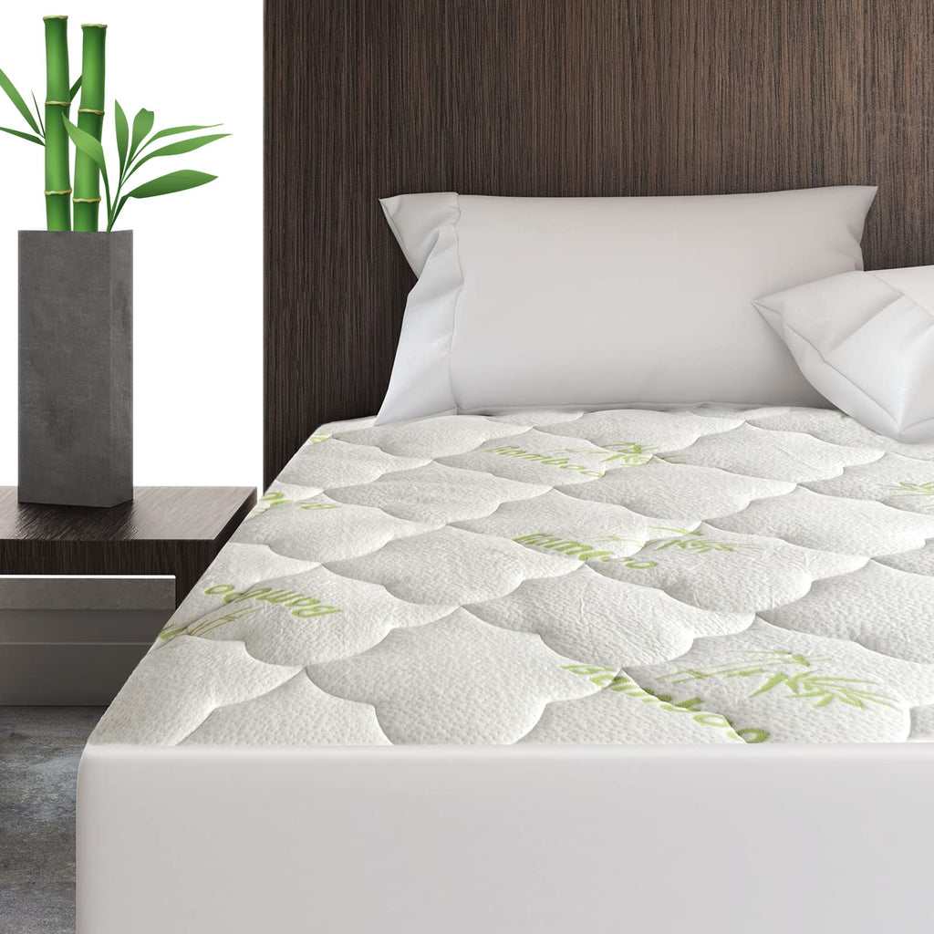 Bamboo Mattress Pad Twin Air Mattress Topper Cover, Twin Size Quilted Fitted Mattress Pad, Super Soft Breathable And Noiseless Bamboo Pillow Top Mattress Topper Fits Up To 16 Inch Air Mattress