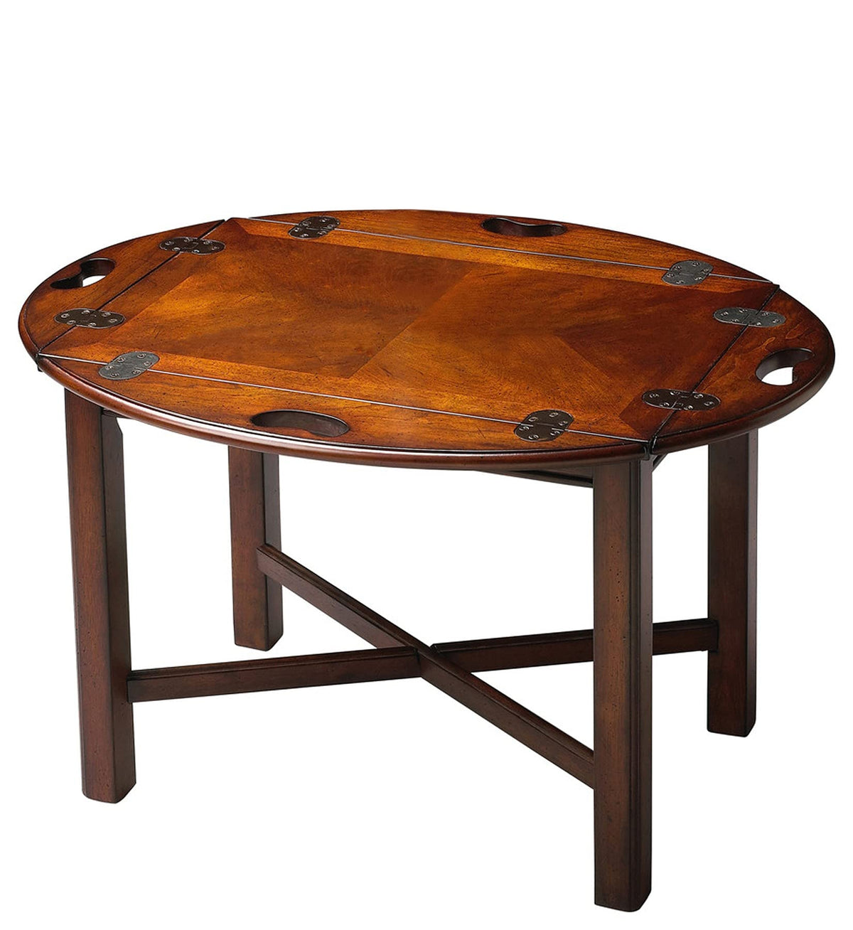 HomeRoots Dark Brown Rubberwood Solids, MDF, Cherry Veneer Carlisle Plantation Cherry Table