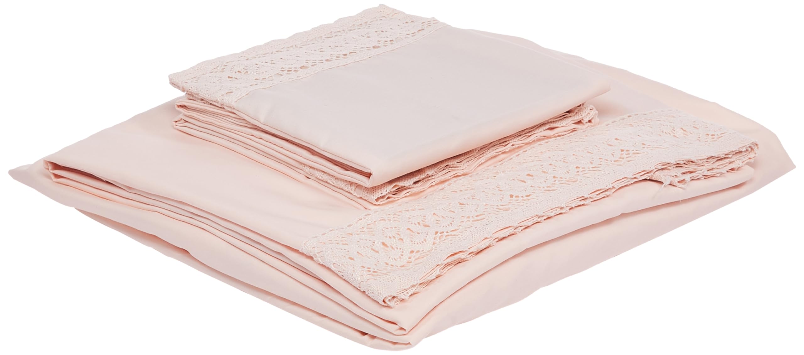 Amrapur Overseas 1MFLACEG-BLS-QN 4-Piece Crochet Lace Bed Sheet Set, Queen, Blush