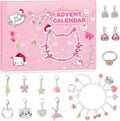 Advent Calendar 2024,Christmas Countdown DIY Cute Cat Charms Bracelet Fashion Christmas with 2 Bracelets and 22 Unique Charms Je
