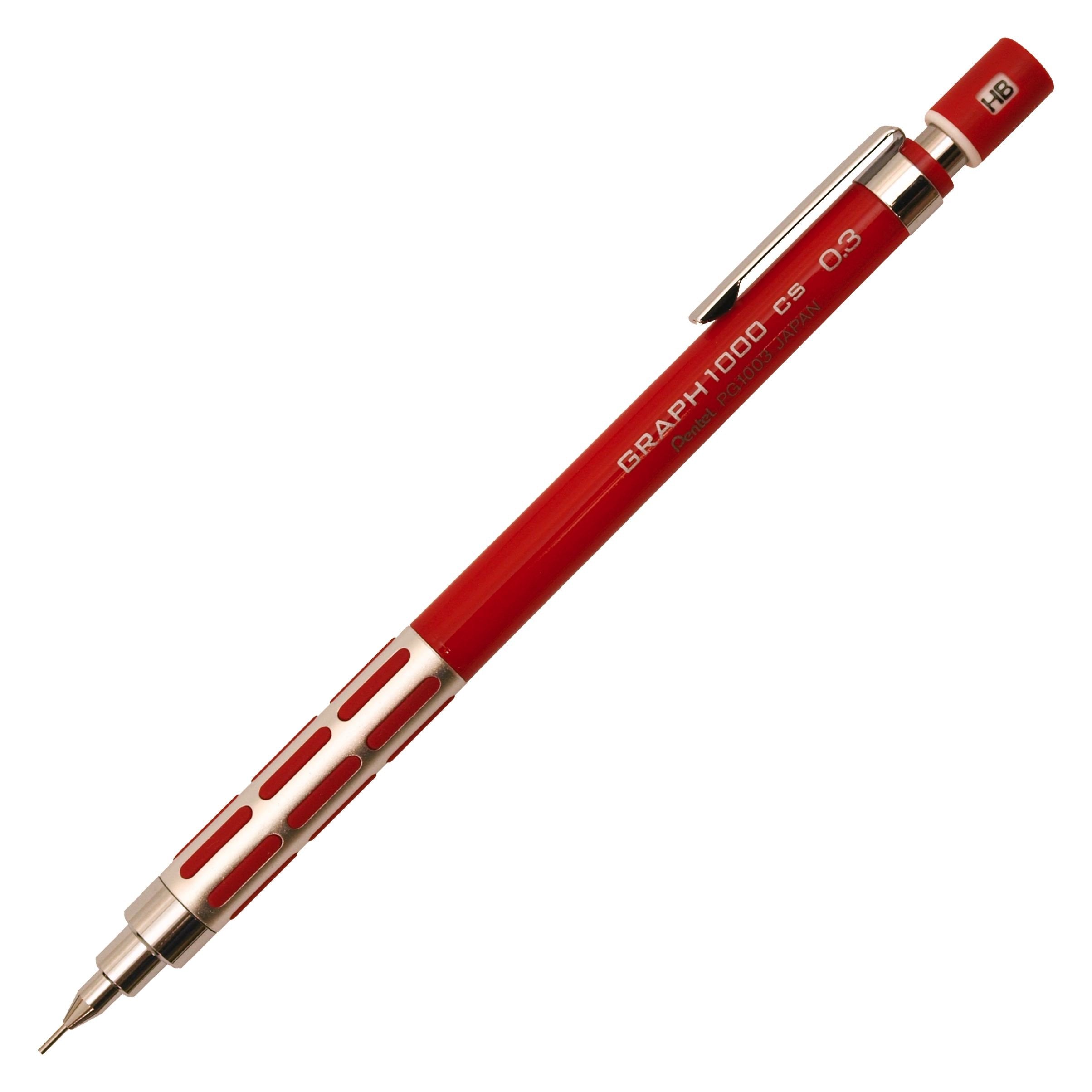 Pentel Mechanical Pencil, Graph 1000 Cs, For Draft, 0.3Mm, Red (Pg1003Cs-B)