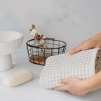 Sea Me At Home Waffle Washcloth Set, 100% Cotton (Light Grey, Bath Towel Set)