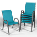 Vonzoy Patio Dining Chairs Set Of 6, Stackable Dining Chairs High Back, Breathable Seat Fabric And Alloy Steel Frame Fit Backyar