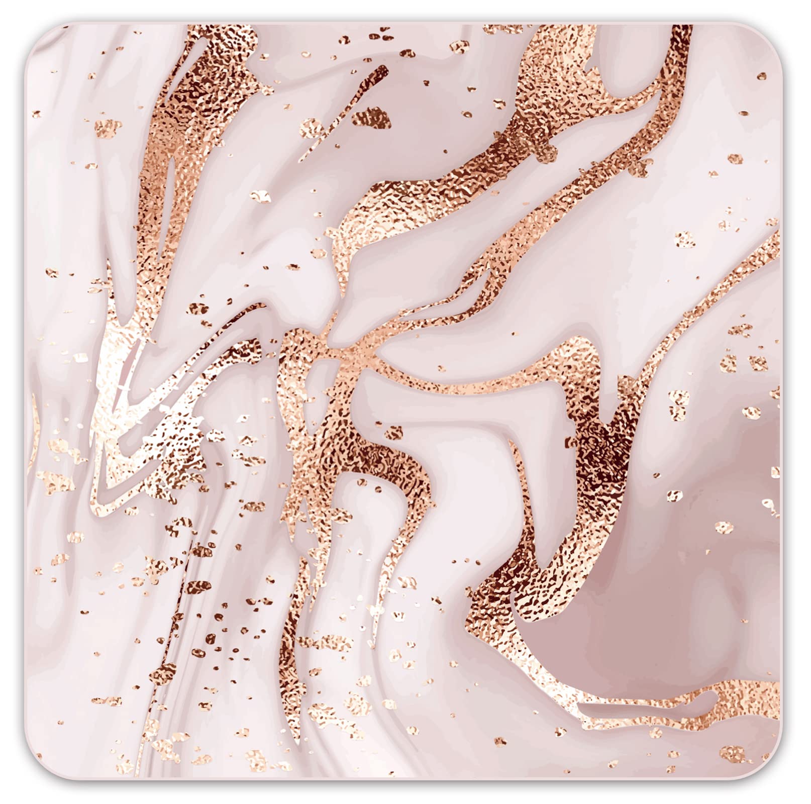 Premium Square Waterproof Mouse Pad - Non-Slip Rubber Base, 9X9 Inches (Golden Marble)