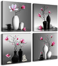 DJSYLIFE Modern Bathroom Pictures Wall Decor Zen Flowers Paintings Canvas Decorations Black and White Wall Art for Bedroom Livin