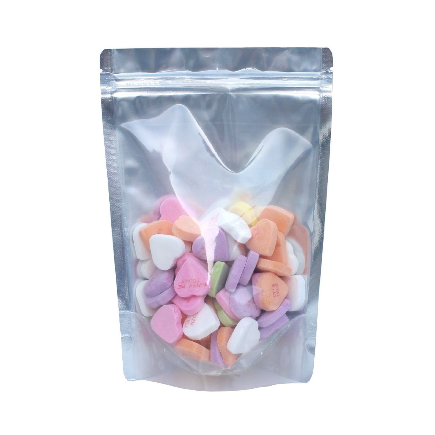 AwePackage 100 Pack of 6x8.75 Airtight Zipper Stand Up Pouch Bag - Clear Front Aluminum Foil Back Heat Sealable Zip Lock