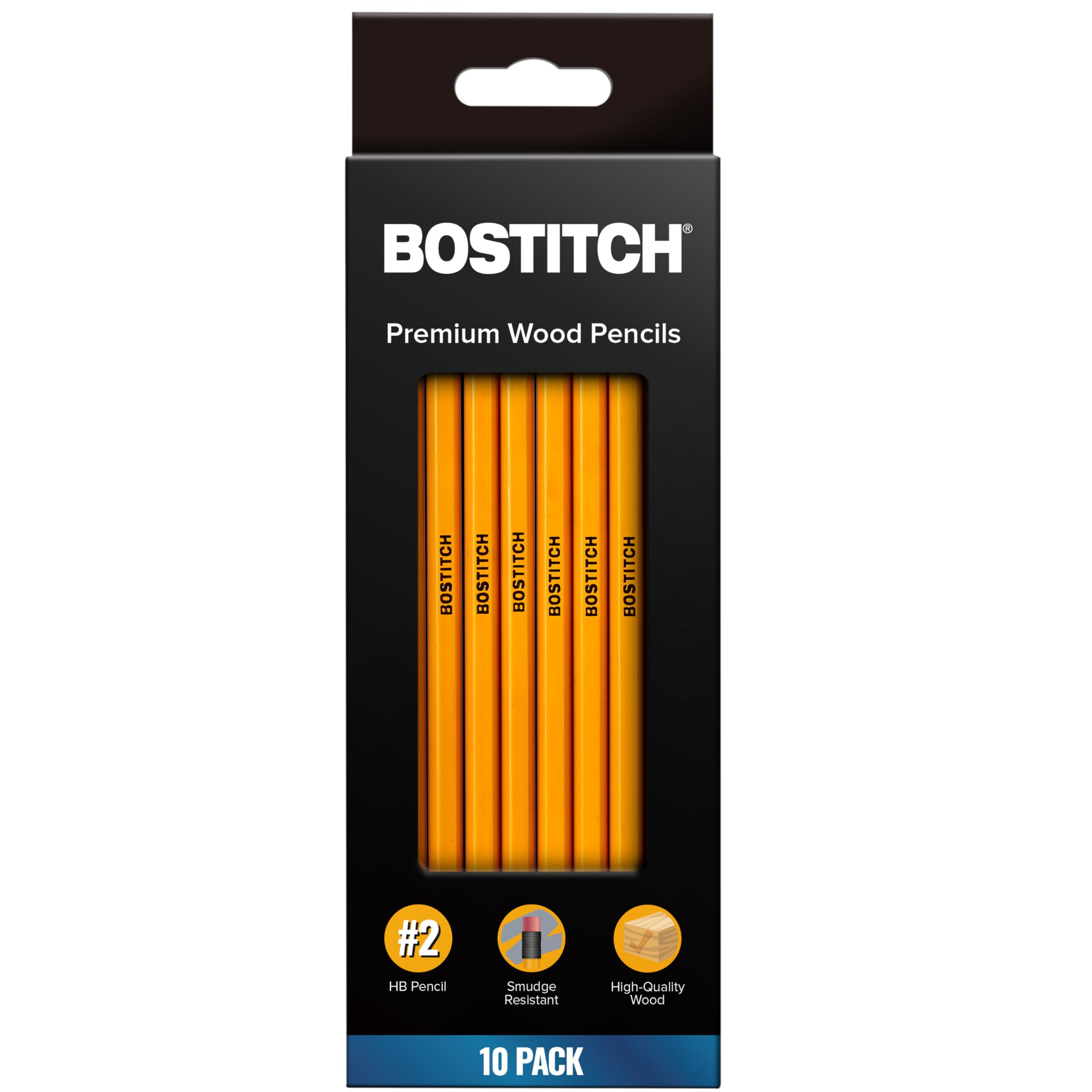 Bostitch Premium #2 Pencils, Premium Wood, Unsharpened, Hb Graphite, 10-Pack
