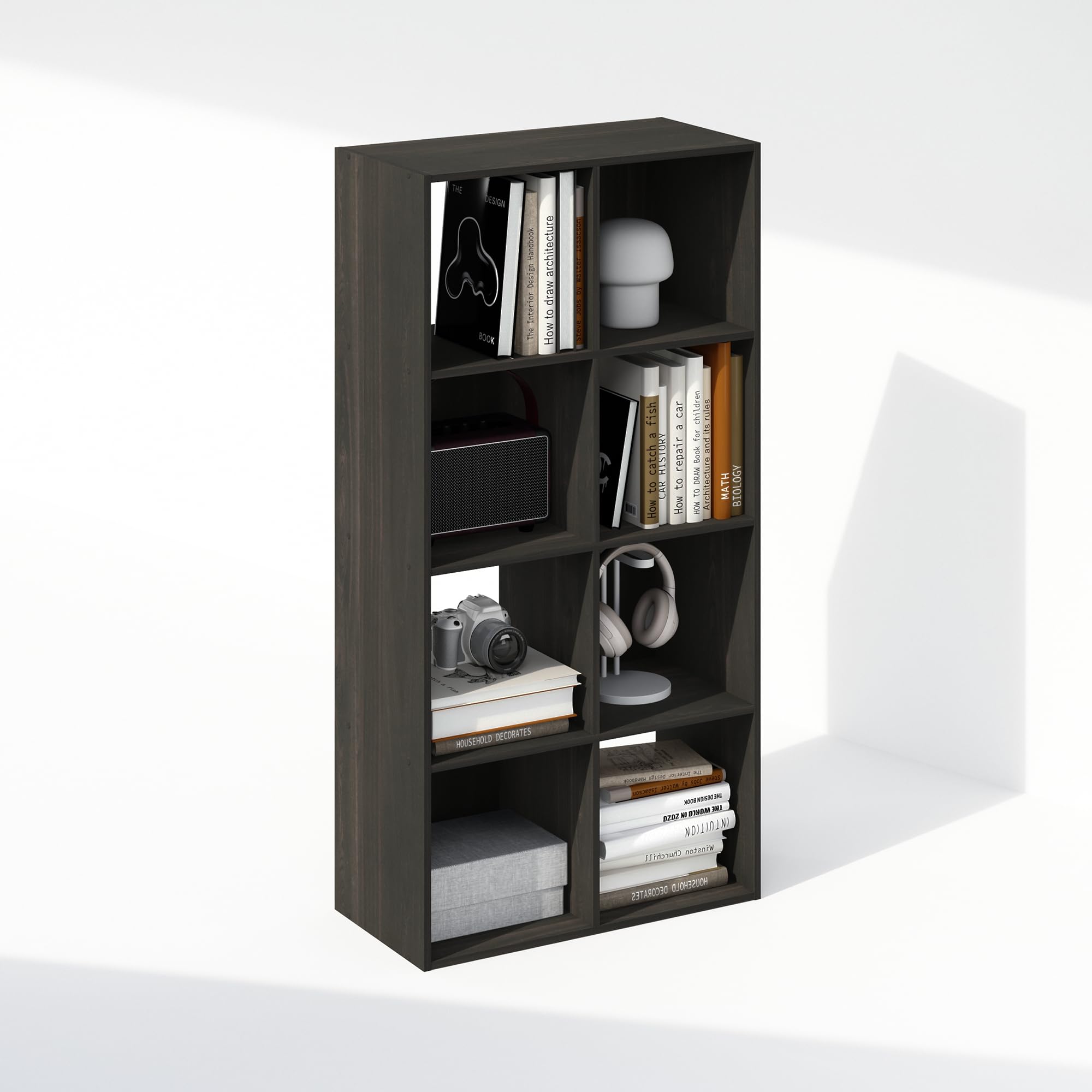 Furinno Pelli Cubic Storage Cabinet, Bookcase, Bookshelf, 8-Cube, Espresso