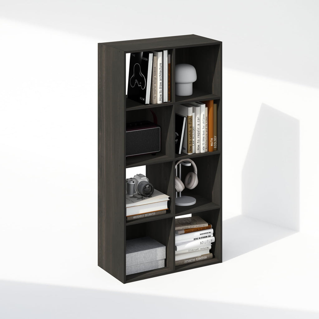Furinno Pelli Cubic Storage Cabinet, Bookcase, Bookshelf, 8-Cube, Espresso