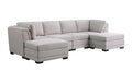 Lilola Home Kristin Light Gray Linen Fabric Reversible Sectional Sofa with 2 Ottomans