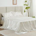 Love'S Cabin Full Size Satin Sheet Sets - 4 Piece Ivory Silky Satin Sheet Set Full With Deep Pocket, Luxury Silk Feel Satin Bed