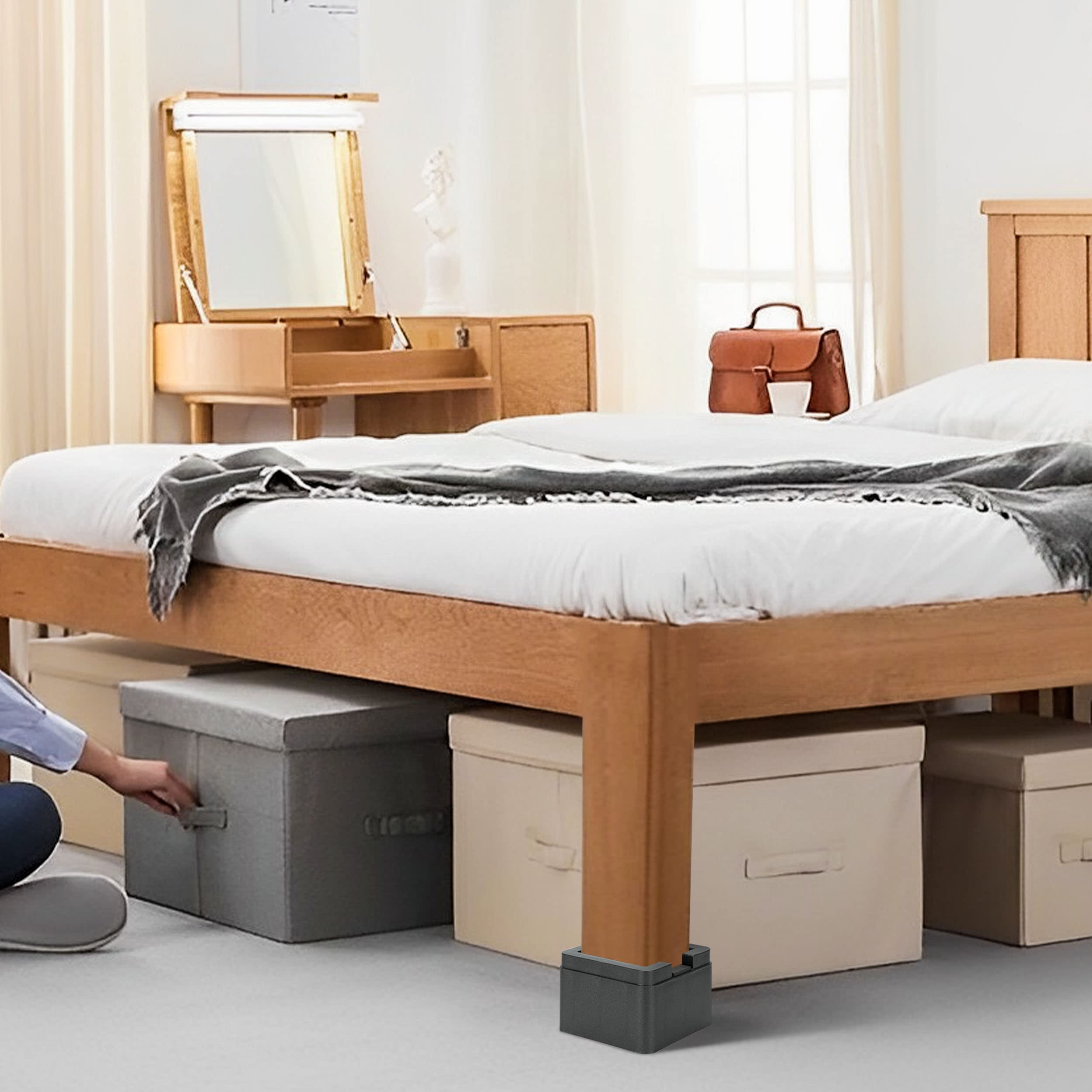 Btsd-Home 2 Inch Heavy Duty Bed Risers 4 Inch Adjustable Bed Lifts Fits To All Wheels Of Furniture, Sofa And Table, Couch Bed Fr