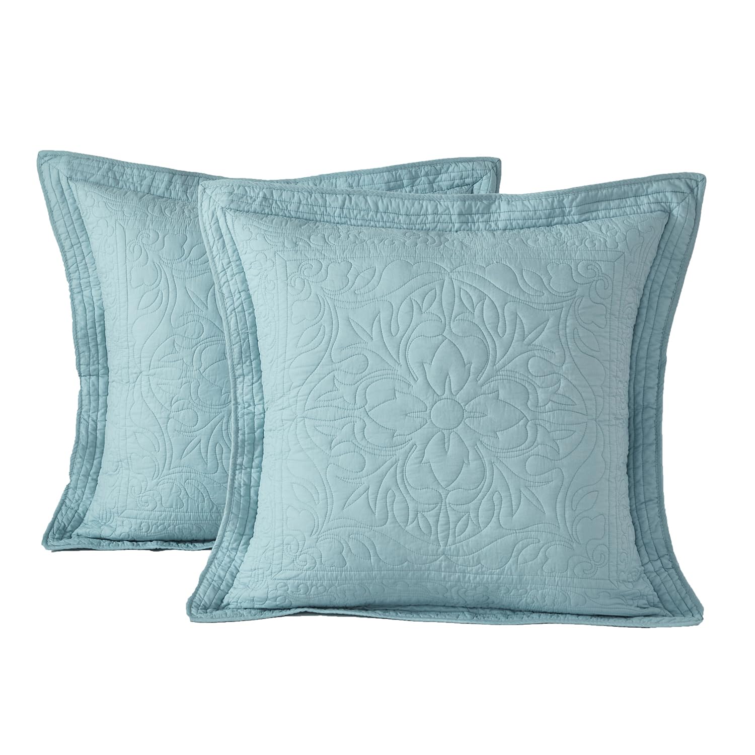 Winlife 100% Cotton Quilted Euro Sham Covers, 2 Pack Cotton 26 ' ' X 26 ' ' Pillow Covers, Soft And Breathable Euro Shams, Squar