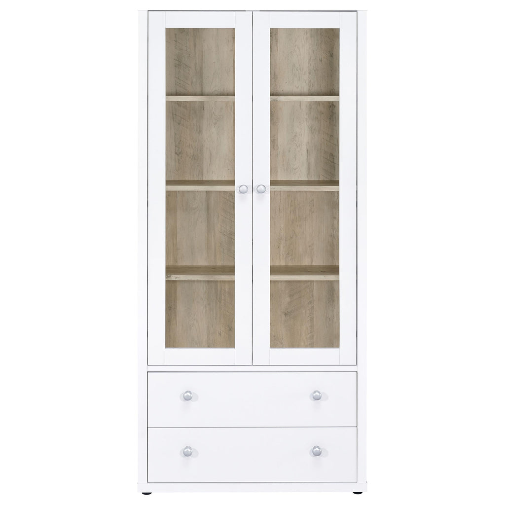 Coaster Home Furnishings Hawthorne 4-Shelf Glass Door Tall Cabinet with Drawers White