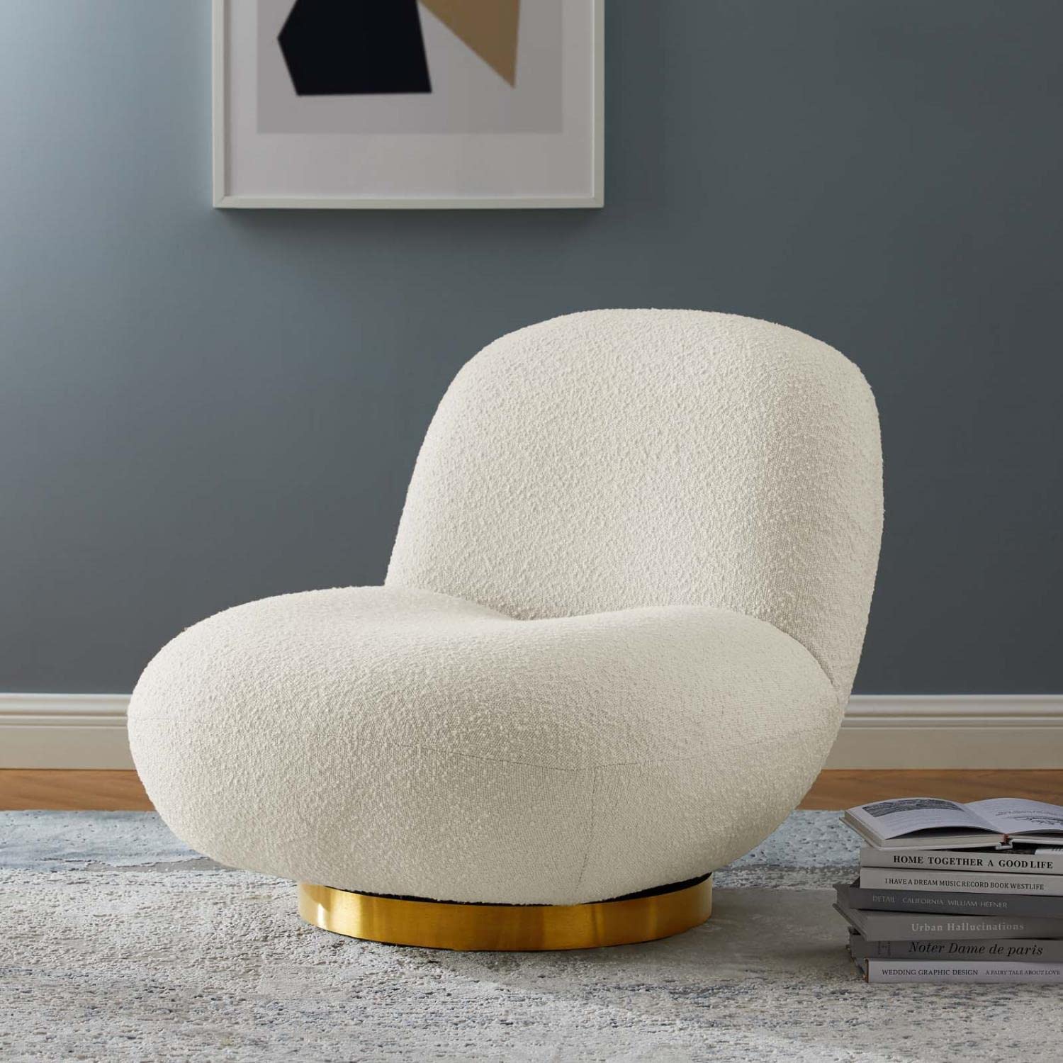Modway Kindred Fabric Swivel Chair With Gold Ivory Finish Eei-5485-Gld-Ivo