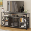 BON AUGURE Tall TV Stand for TVs up to 65 Inch, Industrial Entertainment Center with Storage Cabinet, Rustic Wood Media Console 