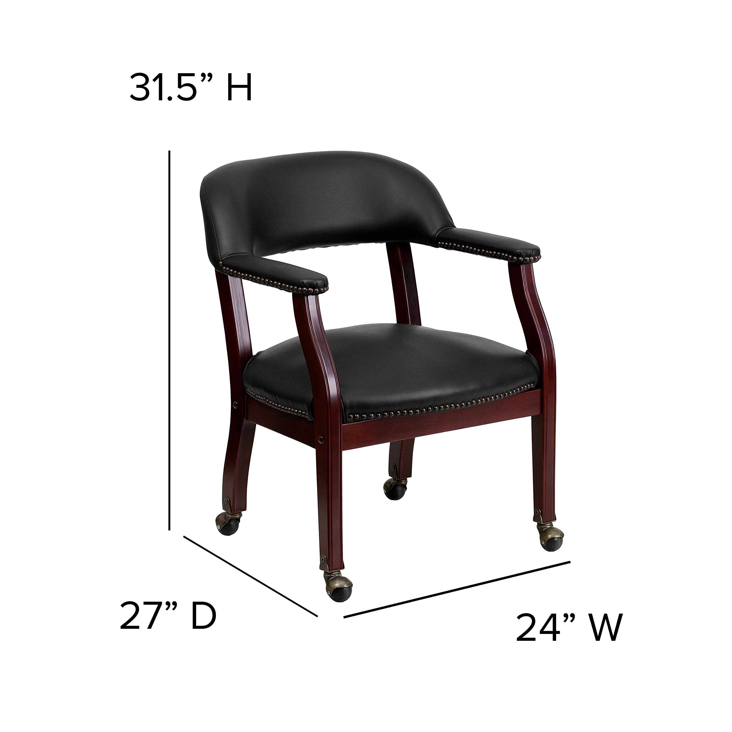 Flash Furniture Sarah Black Vinyl Luxurious Conference Chair with Accent Nail Trim and Casters