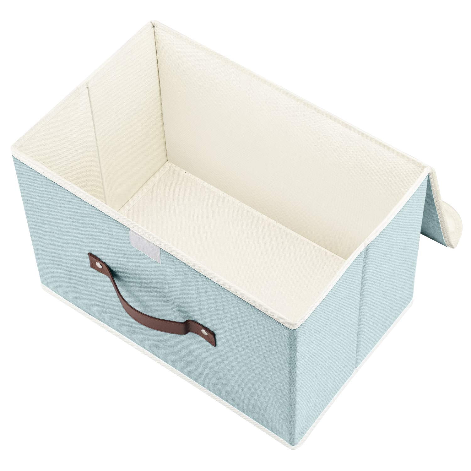 Tyeers Collapsible Storage Boxes, Washable Fabric Storage Bins With Lids, 14.9X9.8X9.8 Inches, 3 Pack, Aqua Spring