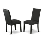 East West Furniture V-Style 6 Piece Dining Set Contains A Rectangle Wooden Table With V-Legs And 4 Black Color Linen Fabric Parson Chairs With A Bench, 40X72 Inch, V677Dr124-6