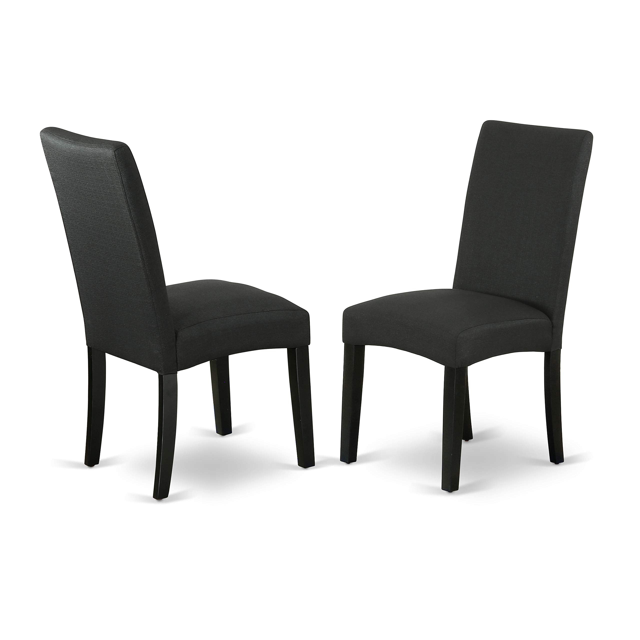 East West Furniture V-Style 6 Piece Dining Set Contains A Rectangle Wooden Table With V-Legs And 4 Black Color Linen Fabric Parson Chairs With A Bench, 40X72 Inch, V677Dr124-6
