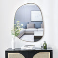ELEHUME Asymmetrical Mirror for Wall Decor 27 *35 , Modern Brass Framed Wall Mirror for Living Room Bathroom Bedroom Entryway EL