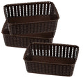 Kuber Industries Multiuses Small M 15 Plastic Tray/Basket/Organizer Without Lid Pack Of 3 (Brown) 46Km0113