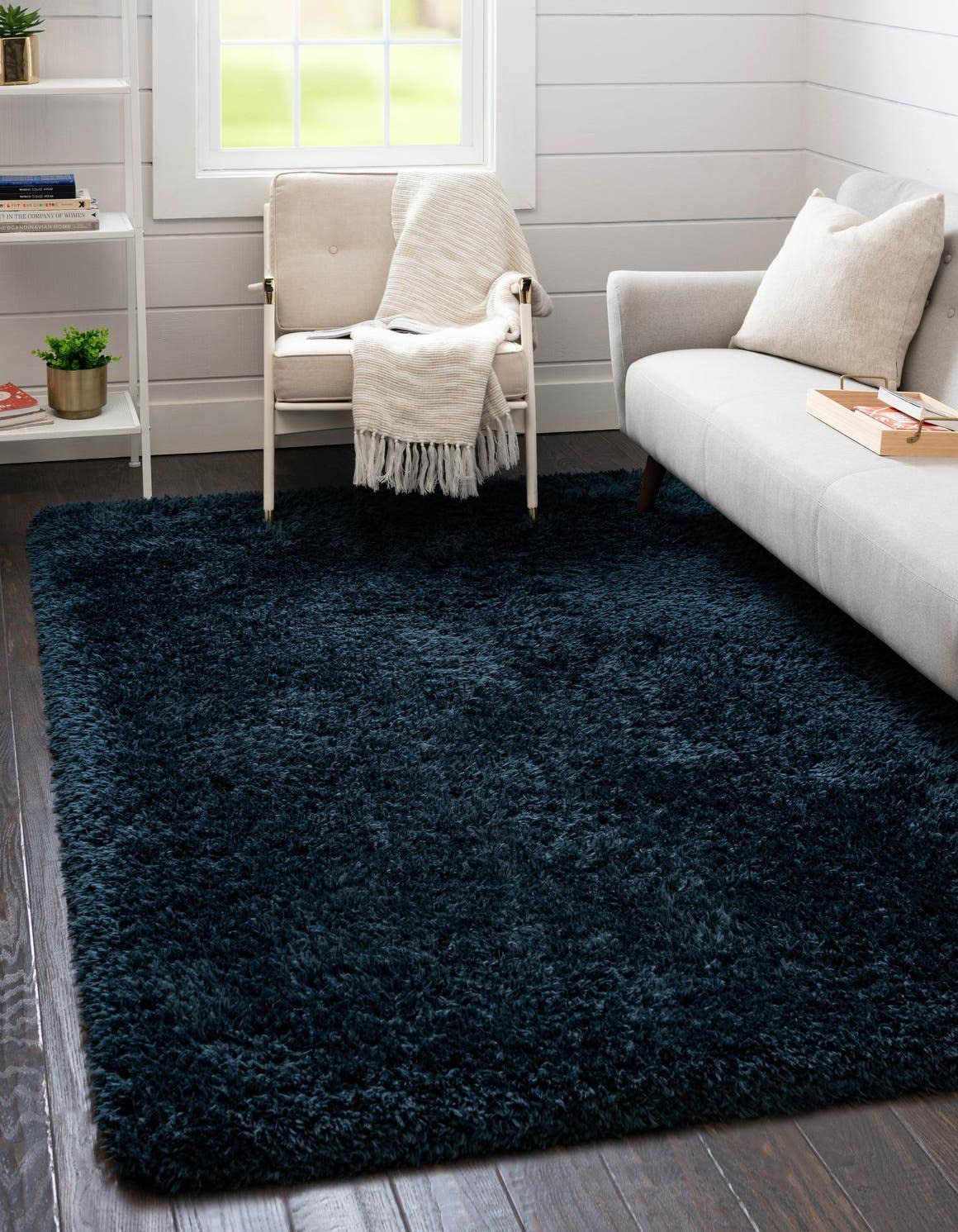 Rugs.com Infinity Collection Solid Shag Area Rug 3 x 5 Cobalt Shag Rug Perfect for Living Rooms, Large Dining Rooms, Open Floo