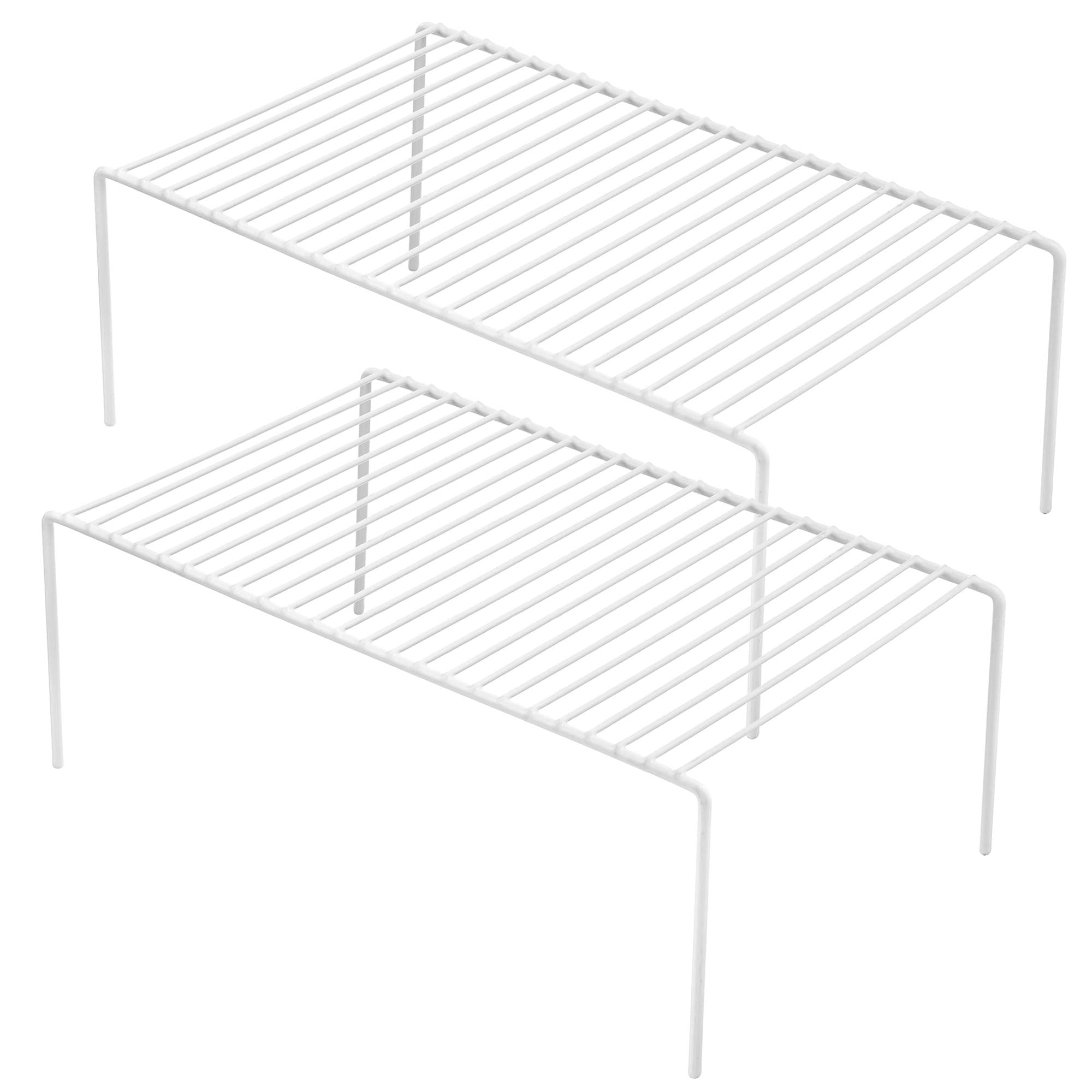 GEDLIRE Kitchen Cabinet Shelf Organizer Set of 2, Large (15.7 x 9.4 inch) Metal Wire Pantry Storage Shelves, Dish Plate Racks fo