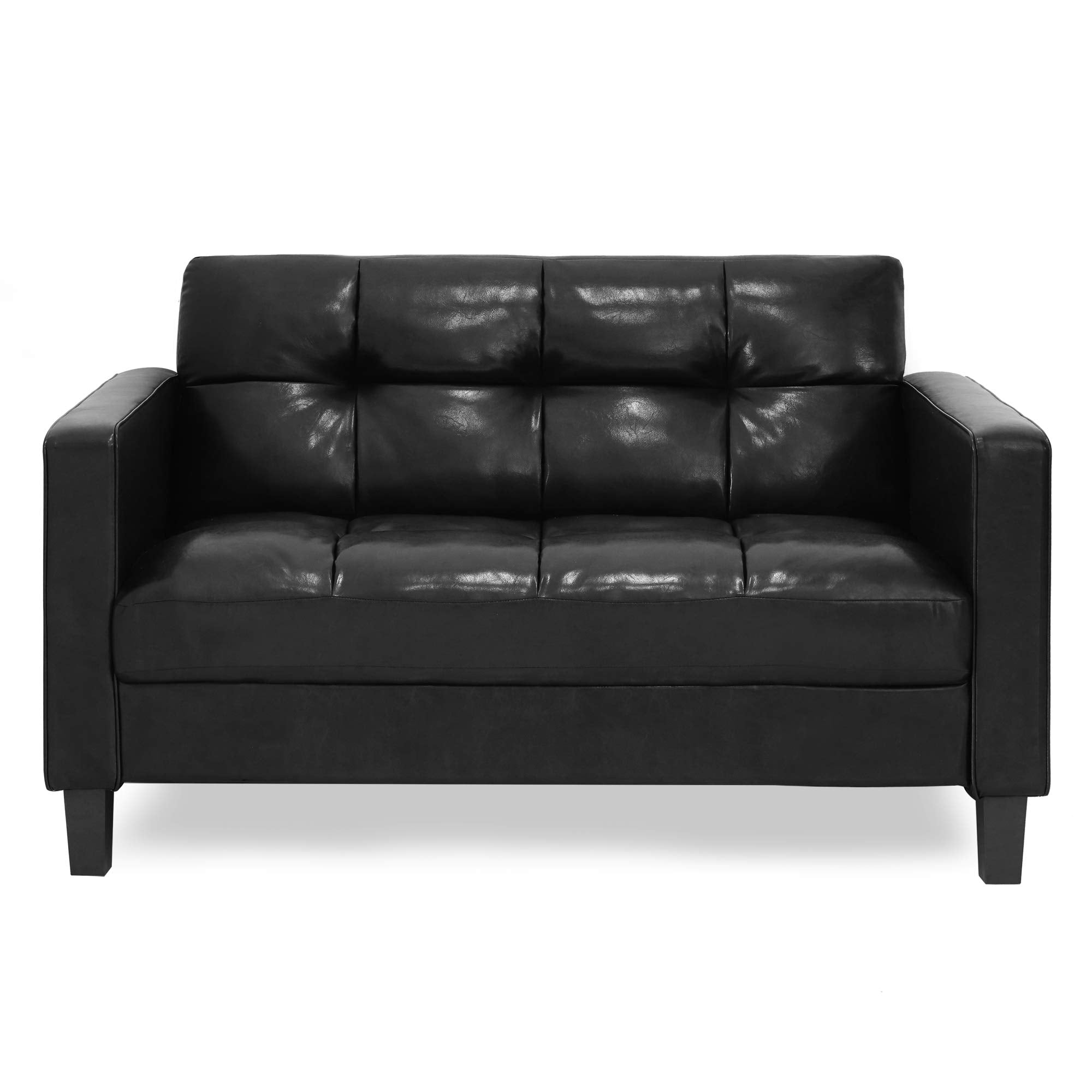 Furinno Brive Contemporary Tufted Faux Leather Loveseat/Sofa Couch