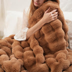 Super Comfort Oversized Warm Thick Bubble Double Sided Plush Rabbit Faux Fur Throw Blanket, Fluffy Blanket,Soft Cozy Blanket For
