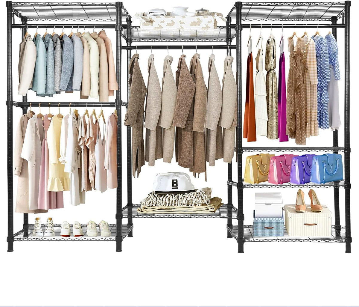 Whitmor Portable Wardrobe Closet, Heavy Duty Clothes Rack System, Freestanding Closet Organizers and Storage Rack for Hanging Cl