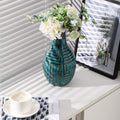 hjn Ceramic Vase- Teal Vase for Home Decor, Flower Vase for Centerpieces, Modern Decor Vases for Living Room/Bookshelf/Mantel/Ho