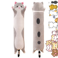 Rexinc Long Gray Cat Plush Pillow Toy Sleeping Pillow Cute Cartoon Cat Stuffed Animals Soft Long Body Pillow Gift for Kids(19.68