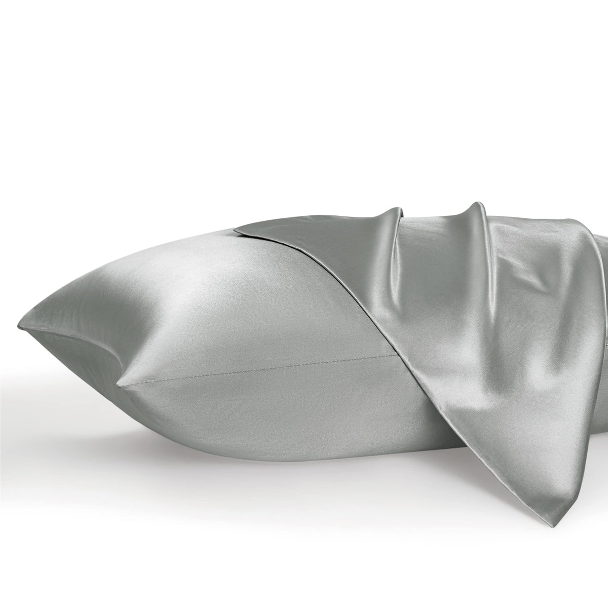 Bedsure Satin Pillowcase For Hair And Skin Queen - Silver Grey Silky Pillowcase 20X30 Inches - Set Of 2 With Envelope Closure, S